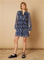 OASIS Floral Chiffon Hand Embellished Trim Mini Dress 10