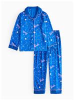 Barbie Blue Satin Printed Traditional Pyjamas 7-8 years