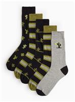 Cactus Printed Ankle Socks 5 Pack 6-8.5