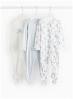 Blue Elephant Print Zip Sleepsuit 3 Pack 3-6 months