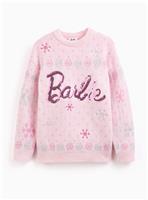Barbie Pink Sequin Embellished Christmas Jumper 12 years