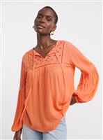 JD WILLIAMS Broderie Yoke Trim Blouson Sleeve Blouse 8