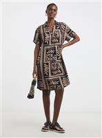 JD WILLIAMS Linen Collared Short Sleeve Tunic Dress 20