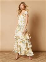 OASIS Floral Printed Chiffon Ruffle Tiered Maxi Dress 8