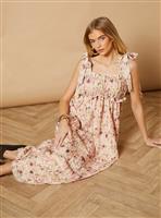 OASIS Printed Shirred Back Strappy Midi Dress 8