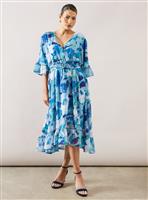 WALLIS Floral Drop Hem Frill Midi Dress 16