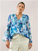 WALLIS Floral Lace Trim Ruffle Blouse 10