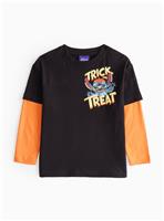 Stitch Print Halloween Mock Sleeve T-Shirt 5-6 years