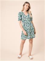 DOROTHY PERKINS Floral Short Sleeve V Neck Mini Dress 16