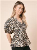 DOROTHY PERKINS Leopard Button Up Printed Peplum Top 18