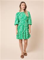 DOROTHY PERKINS Green Keyhole Puff Sleeve Tiered Mini Dress 8