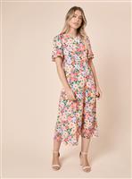 DOROTHY PERKINS Floral Angel Sleeve Bow Back Midi Dress 16