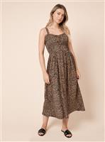 DOROTHY PERKINS Animal Shirred Bodice Strappy Midi Dress 16