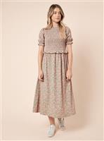 DOROTHY PERKINS Puff Sleeve Floral Shirred Bodice Peplum Midi Dress 16