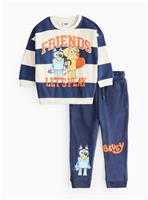Bluey Print Navy Striped Sweatshirt & Joggers 2-3 years