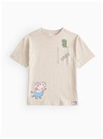 Peppa Pig Grey George Dino Print T-Shirt 3-4 years