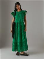 WAREHOUSE Broderie Mix Tiered Midi Dress 10