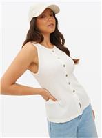 Cream Button Sleeveless Vest 16