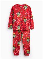 Mickey Mouse Christmas Tree Printed Red Slinky Pyjamas 7-8 years