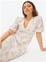 Floral Printed Gingham Tea Dress 22