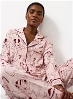 Matching Family Women's Christmas Stitch Pink Jersey Pyjamas 8-10