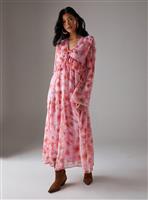 WAREHOUSE Ruffled Plunge Neck Midi Dress 8