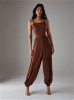 WAREHOUSE Satin Lace Trim Elasticated Cuff Strappy Jumpsuit 14