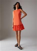 WAREHOUSE Linen Blend Sleeveless Peplum Hem Mini Dress 8
