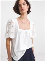 JD WILLIAMS Square Neck Lace Sleeve Top 32