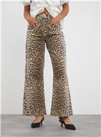 SIMPLY BE Leopard Denim Wide Leg Jeans 26