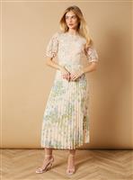 OASIS Occasion Floral Lace Bodice Pleated Midi Dress 18
