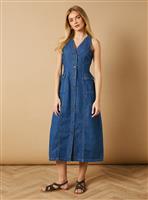 OASIS Flap Pocket Drop Waist Seam Midi Dress 14