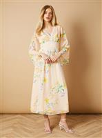 OASIS Floral Hand Embellished Trim V Neck Batwing Maxi Dress 14