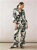 WALLIS Printed Linen Wide Leg Co-ord Trouser 10