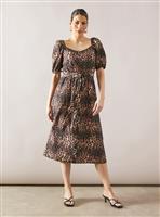 WALLIS Leopard Button Through Puff Sleeve Midi Dress 8