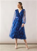 WALLIS Floral Mesh Satin Tie Midi Dress 14