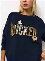 Navy Wicked Graphic Print Sweatshirt S