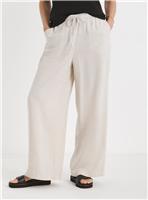 JD WILLIAMS Linen Wide Leg Trouser Stone 28
