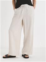 JD WILLIAMS Linen Wide Leg Trouser Stone 32