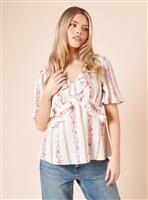 DOROTHY PERKINS Frill Detail Angel Sleeve Tie Back Blouse 14