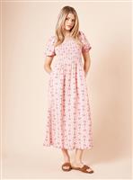 DOROTHY PERKINS Pink Shirred Bodice Trim Detail Midaxi Dress 12