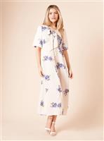 DOROTHY PERKINS Ivory Floral Tie Front Button Through Midi Dress 16