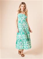 DOROTHY PERKINS Green Palm Twist Detail Strappy Tiered Midi Dress 8
