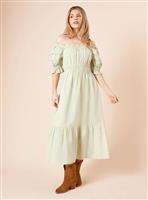 DOROTHY PERKINS Cut Work Sleeve Poplin Bardot Dress 14