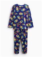 Navy Christmas Minions Print Slinky Pyjama Set 4-5 years