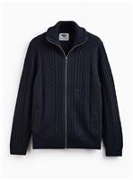 UNION WORKS Navy Cable Knit Full Zip Cardigan M