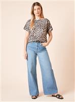 DOROTHY PERKINS Leopard Roll Sleeve Blouse 8