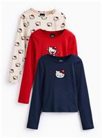 Hello Kitty Embroidered Long Sleeve T-Shirt 3 Pack 7 years