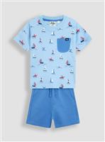 JOJO MAMAN B&Eacute;B&Eacute; 2 Piece Boat Print T Shirt & Short Set 3-6 months