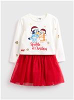 Bluey Christmas Character Print Long Sleeve Top & Skirt 6-7 years